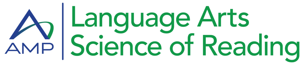 AMP logo with text that says "Language Arts Science of Reading"